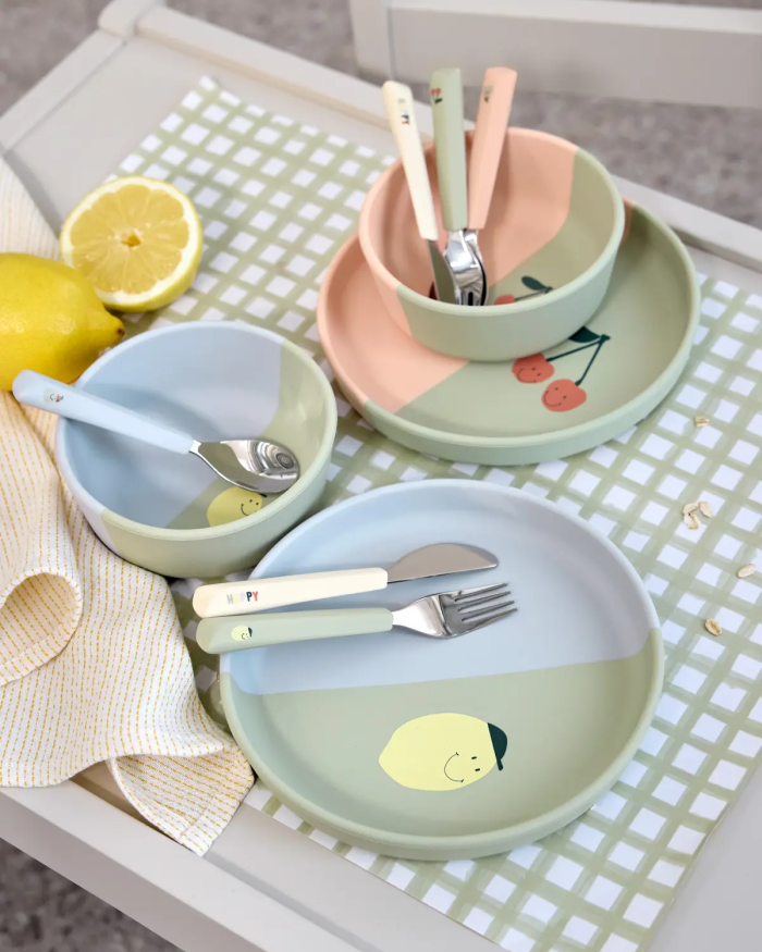 Cutlery with Silicone Handle (3 pcs) – Happy Fruits, Lemon