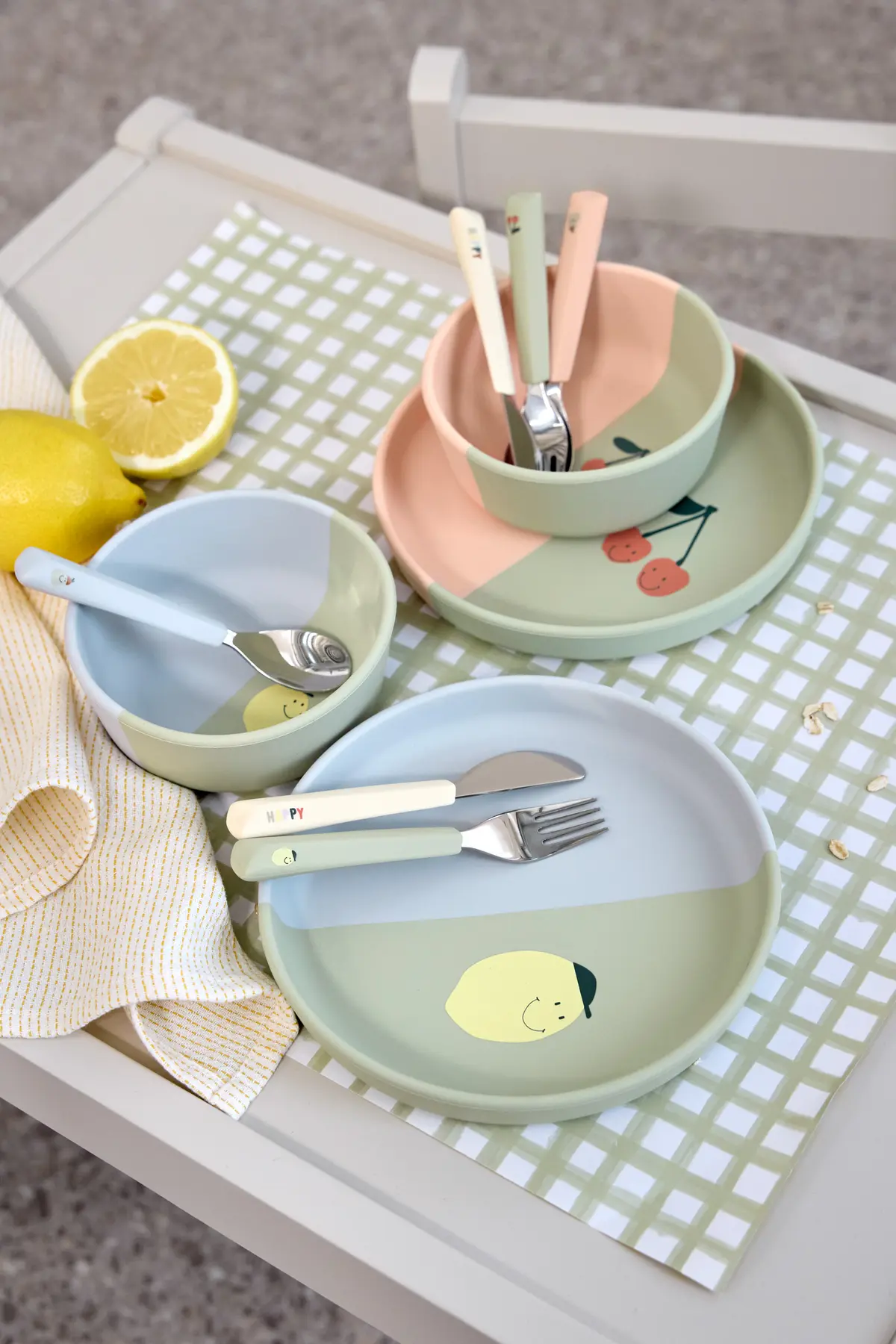 Cutlery with Silicone Handle (3 pcs) – Happy Fruits, Lemon