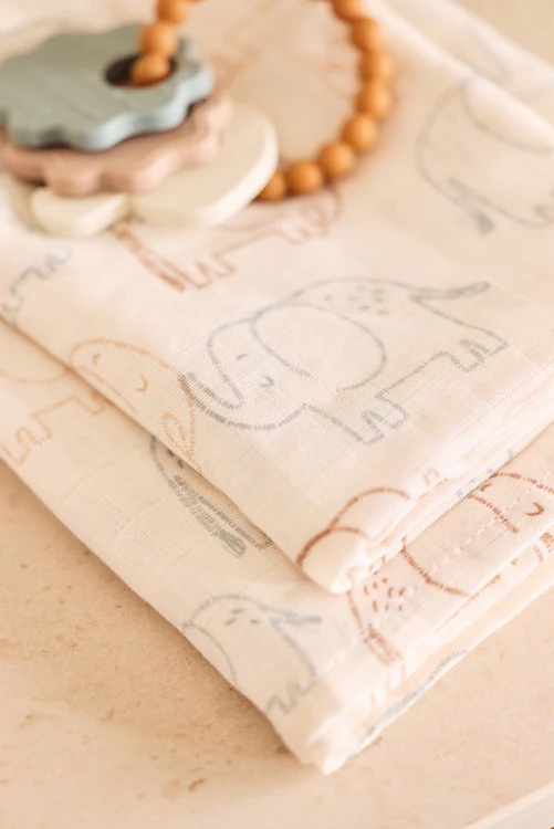 Hydrofiele Doek Small 70x70cm – Elephant Tales – 3 Stuks